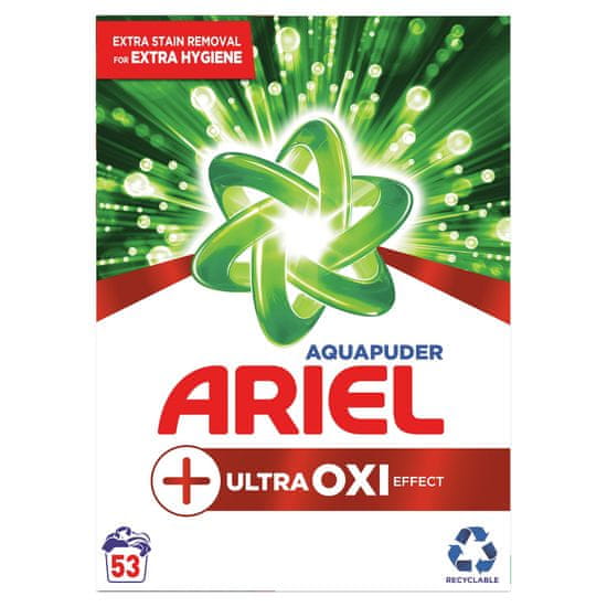Ariel AquaPuder OXI Extra Hygiene Mosópor, 53 mosásra
