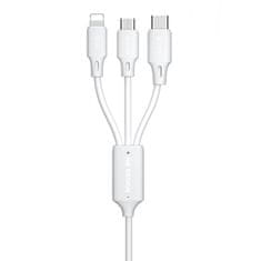 WK Design 3in1 kábel USB - Micro USB / Lightning / USB-C 2A 1.15m, fehér
