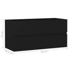 Greatstore fekete forgácslap mosdószekrény 90 x 38,5 x 45 cm