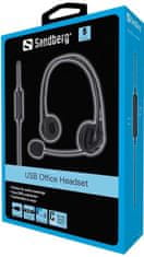 Sandberg USB Office headset mikrofonnal, fekete