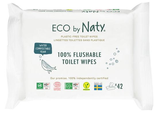 ECO by Naty ECO parfüm nélküli nedves törlőkendők WC-papír funkcióval (3x 42 db)