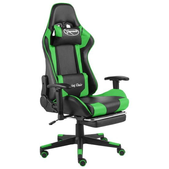 shumee zöld PVC forgó gamer szék lábtartóval