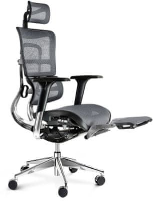 Diablo-Chairs V-Master, fekete/szürke (5902560334494) csúsztatható ülés, a fejtámla beállítása, háttámla, kartámasz, gumikerekek