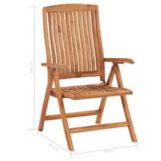 Greatstore 8 db dönthető tömör tíkfa kerti szék párnákkal