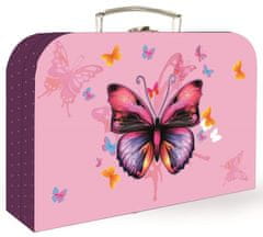 Oxybag Laminált bőrönd, 34 cm, Pillangó - rózsaszín