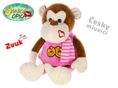 Janica plüss majom 40 cm-es ruhával és sállal, elemmel Cseh nyelvű