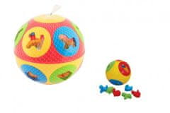 Teddies Jigsaw ball műanyag labda 13cm átmérőjű 2 színű labda hálóban 12m+