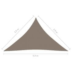 Greatstore tópszínű háromszögű oxford-szövet napvitorla 3,5 x 3,5 x 4,9 m