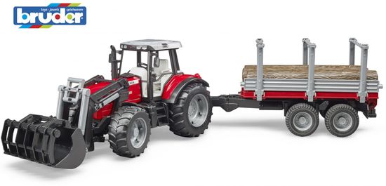 BRUDER 2046 Farmer Massey Ferguson traktor pótkocsival