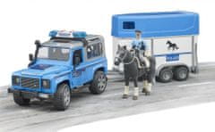 BRUDER 2588 Policie Land Rover Defender lószállító utánfutóval és lóval