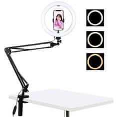 Puluz Selfie Ring körfény LED lámpa 10'' + asztali tartó, fekete