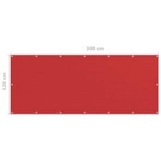 Greatstore piros HDPE erkélytakaró 120 x 300 cm