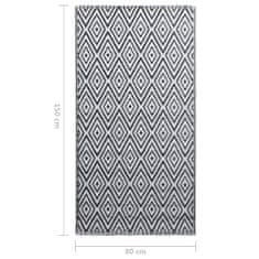 Vidaxl fekete-fehér PP kültéri szőnyeg 80 x 150 cm 310428