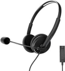 modern irodai vezetékes fejhallgató energiarendszer energia fejhallgató iroda 2+ Black állítható fejpánt remek hangzás 30 mm-es átalakító 3,5 mm-es jack csatlakozó 150 cm-es kábel