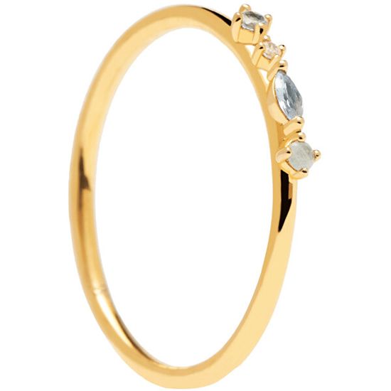 PDPAOLA Bájos aranyozott ezüst gyűrű MIDNIGHT BLUE AN01-193
