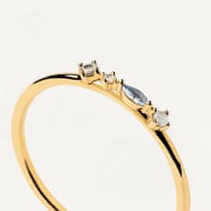 PDPAOLA Bájos aranyozott ezüst gyűrű MIDNIGHT BLUE AN01-193 (Kerület 54 mm)