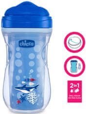 Chicco Active termo pohár kemény ivónyílással 200 ml, 14m +, kék, cápa