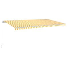 Greatstore sárga-fehér szélérzékelős és LED-es napellenző 600 x 350 cm