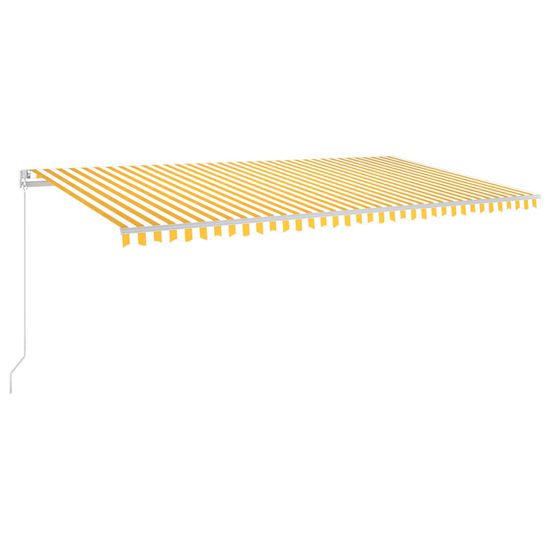 Greatstore sárga-fehér szélérzékelős és LED-es napellenző 600 x 350 cm