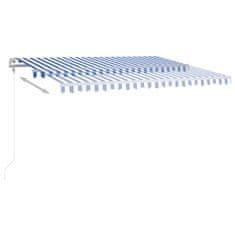 Vidaxl kék és fehér kézzel kihúzható LED-es napellenző 4,5 x 3,5 m 3070041