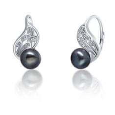 JwL Luxury Pearls Luxus ezüst fülbevaló valódi fekete gyönggyel JL0674