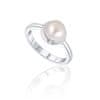 Gyengéd ezüst gyűrű valódi fehér gyönggyel JL0677 (Kerület 54 mm)