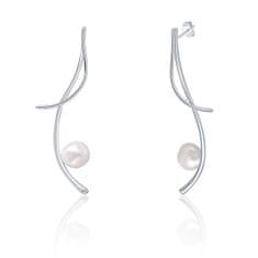 JwL Luxury Pearls Hosszú ezüst fülbevalók valódi barokk gyöngyökkel és cirkónium kövekkel JL0681