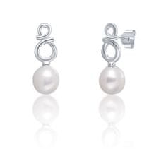 JwL Luxury Pearls Gyengéd ezüst fülbevaló valódi fehér gyöngyökkel JL0683