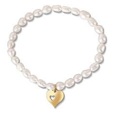 JwL Luxury Pearls Gyengéd karkötő valódi gyöngyből aranyozott szívvel JL0691