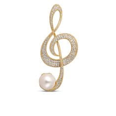 JwL Luxury Pearls Csillogó gyöngy bross violinkulcs JL0702