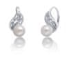 Gyönyörű ezüst fülbevalók valódi fehér gyöngyből JL0706