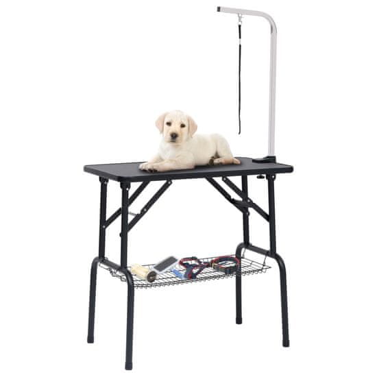 Greatstore állítható kutyakozmetikai asztal 1 hurokkal és kosárral