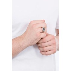 Emporio Armani Luxus acél gyűrű ónix kővel EGS2727040 (Kerület 60 mm)