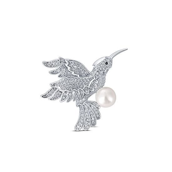 JwL Luxury Pearls Bájos kolibri bross valódi gyönggyel JL0515