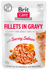 Brit Care Cat Fillets in Gravy with Savory Salmon 24x85 g