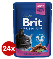 Brit Pémium Cat macskaeledel csirkével és pulykával 24 x 100 g