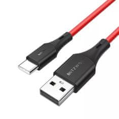 Blitzwolf BW-TC15 kábel USB / USB-C 3A 1.8m, piros