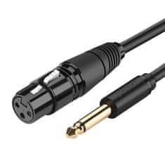 Ugreen AV131 audio kábel XLR - 6.35mm jack M/F 2m, fekete