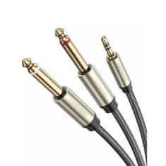 Ugreen AV126 audio kábel 3.5 mm jack - 2x 6.35 mm jack 2m, szürke