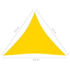 Greatstore sárga háromszögű oxford-szövet napvitorla 4,5 x 4,5 x 4,5 m