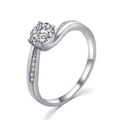 MOISS Elegáns ezüst gyűrű átlátszó cirkónium kővel R00005 (Kerület 62 mm)