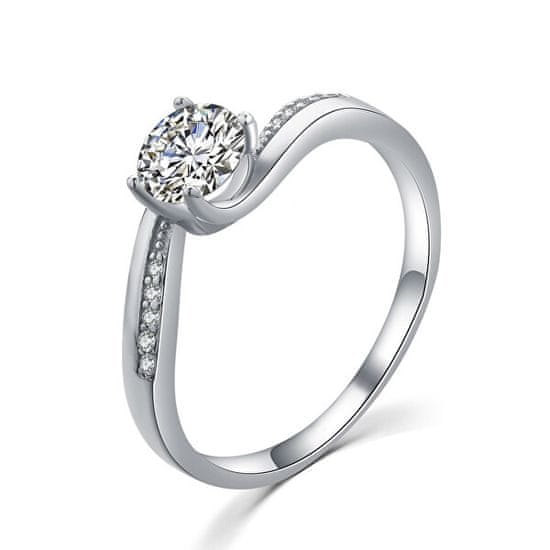 MOISS Elegáns ezüst gyűrű átlátszó cirkónium kővel R00005