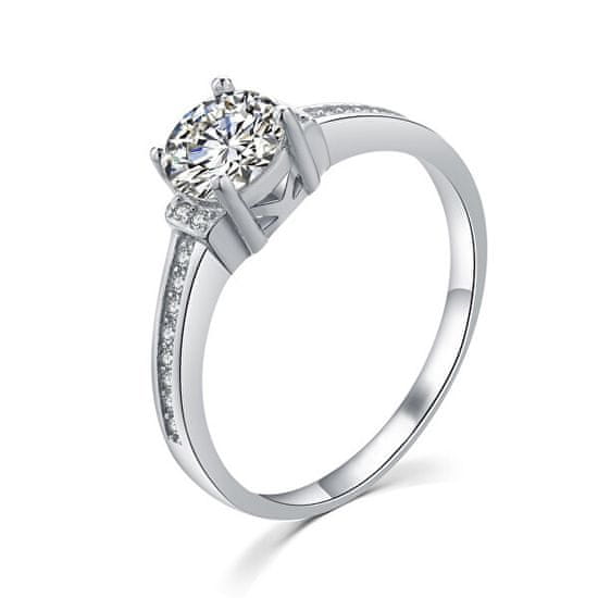 MOISS Elegáns ezüst gyűrű átlátszó cirkónium kővel R00006