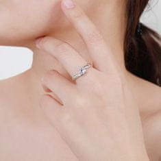 MOISS Elegáns ezüst gyűrű átlátszó cirkónium kővel R00005 (Kerület 62 mm)