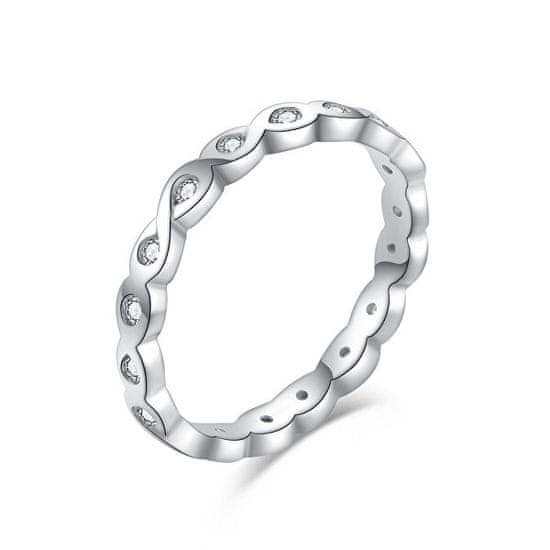 MOISS Elegáns ezüst gyűrű átlátszó cirkónium kővel R00019