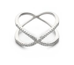 MOISS Minimalista dupla ezüst gyűrű cirkónium kövekkel R00021 (Kerület 52 mm)