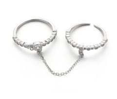 MOISS Bámulatos dupla ezüst gyűrű cirkónium kövekkel R00022 (Kerület 54 mm)
