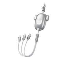 DUDAO L8Pro 3in1 kábel USB - Micro USB / Lightning / USB-C 3A 25-110cm, szürke
