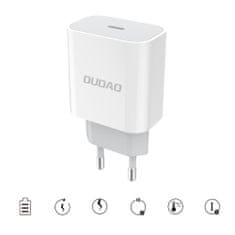 DUDAO A8EU hálózati töltő USB-C PD 20W + kábel USB-C / Lightning 2.4A, fehér