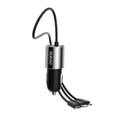 DUDAO R5Pro autós töltő + kábel Lightning / USB-C / Micro USB 3.4A, fekete